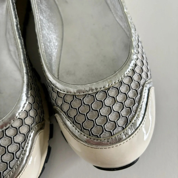 Prada Sport Ballet Shoes Trainers Metallic Mesh Patent Leather Size 36.5 Vintage - Picture 13 of 14